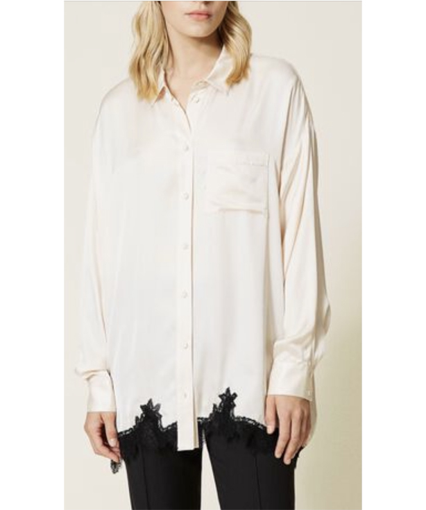 Satin Shirt with Lace